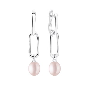 Cercei argint lungi cu perle naturale roz pudra si tortita DiAmanti SK21476EL_L-G (Argint 925‰ 3,6 g.)